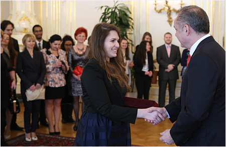 28.1.2015 - Prezident Andrej Kiska prijal ocenench z Dobrovonk roka 2014