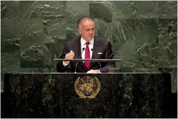 Prezident Andrej Kiska vystpil na pde OSN v New Yorku