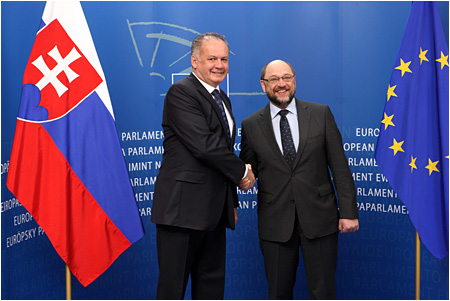 4.3.2015 - Andrej Kiska rokoval s predsedom Európskeho parlamentu Martinom Schulzom