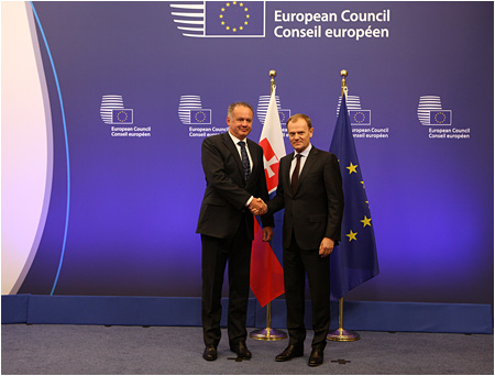 4.3.2015 - Prezident Kiska rokoval v Bruseli s Donaldom Tuskom, predsedom Európskej rady