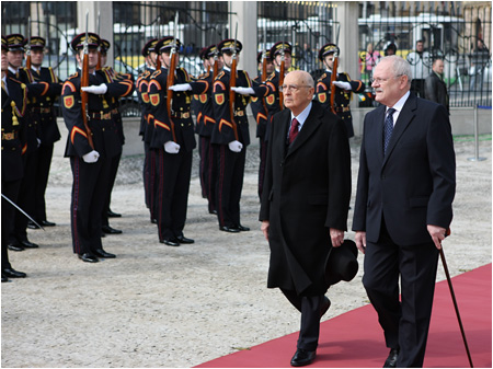 15.4.2011 - Taliansky prezident Giorgio Napolitano s manelkou na oficilnej nvteve Slovenska