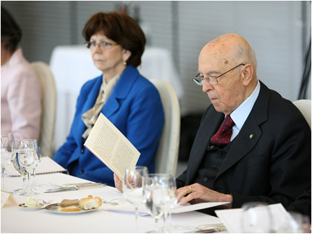 15.4.2011 - Taliansky prezident Giorgio Napolitano s manelkou na oficilnej nvteve Slovenska