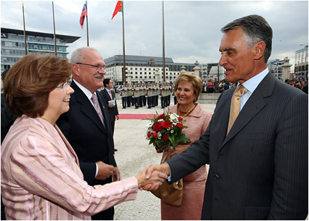 Prezident Portugalskej republiky Anbal Antnio Cavaco Silva s manelkou na oficilnej nvteve Slovenska - 4.9.2008