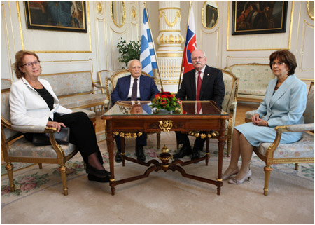 PRESIDENT OF THE HELLENIC REPUBLIC WITH HIS WIFE ON AN OFFICIAL VISIT TO SLOVAKIA