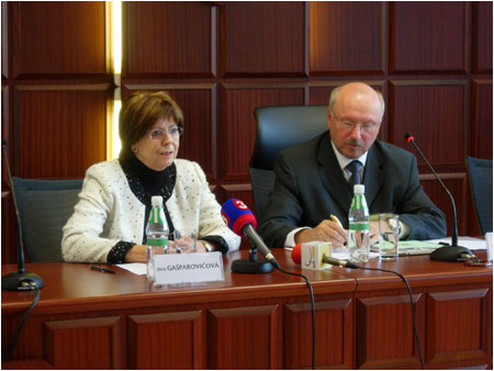 Silvia Gaparoviov na tlaovej konferencii o domcom nsil
