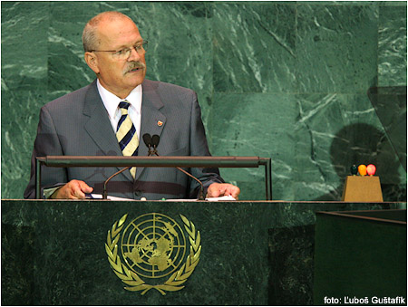 President of the Slovak Republic Ivan Gaparovi delivered a speech on the first day of the UN Summit