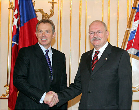 Prezident SR prijal predsedu vldy Spojenho krovstva Vekej Britnie a Severnho rska Tonyho Blaira - 10.3.2006