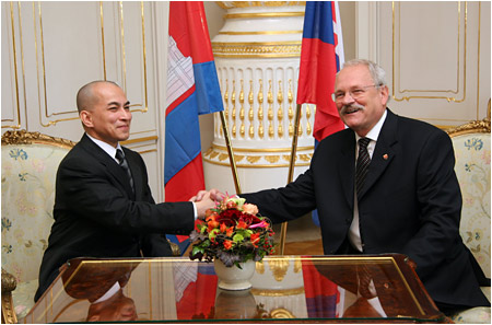 King of Cambodia Sihamoni Officially Visiting the Slovak Republic 