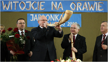 Slovak President Ivan Gaparovi meets Polish President Lech Kaczyski in the Orava Region 