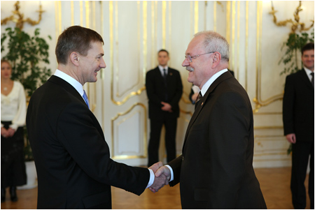 Prezident Ivan Gaparovi prijal estnskeho premira Andrusa Ansipa