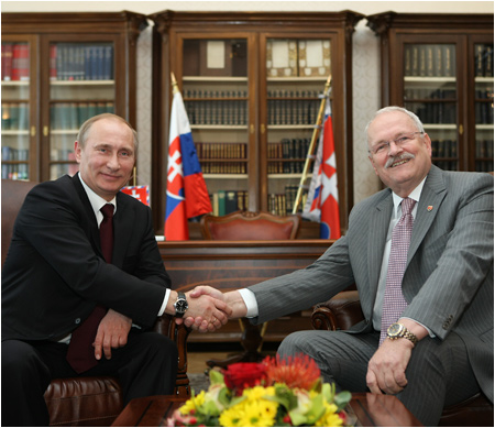 Slovak President Ivan Gaparovi Receives Russian Prime Minister Vladimir Putin