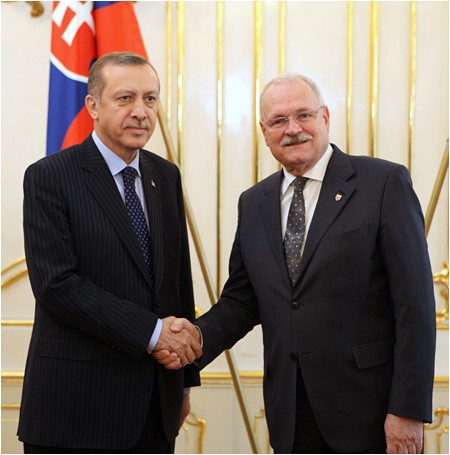 Turkish Prime Minister Recep Erdogan Received by Slovak President Ivan Gaparovi