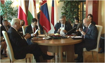 Slovak President Ivan Gaparovi Attends the Presidential Summit of the V4 Countries