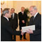 Presenting the letters of credence to Head of Diplomatic Mission of Slovakia to the Kingdom of Sweden Alojz MESZROS Bratislava Presidential Palace 20 April 2006  [new window]