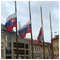 National mourning in wake of the mine explosion in Handlov - national flags flying at half staff Bratislava Presidential Palace 12 August 2009 [new window]