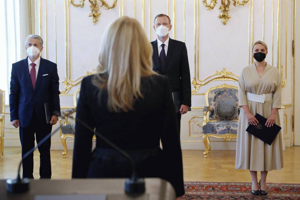 The president presented credentials to three new ambassadors